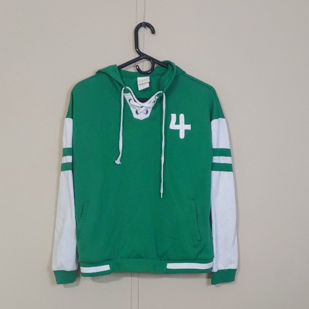 Sailor Jupiter Green Lace-Up Hoodie Sweatshirt with White Sleeve Stripes